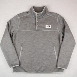 The North Face Sherpa Lined 1/4 Snap Pullover Mens L Gray Polyester Wool